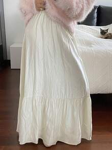 Livesso Falda casual de unicolor para mujer - Blanco - Ver 4