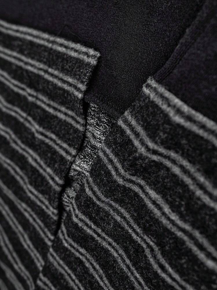 Plus Size Striped Print Hooded Neck Casual Long Sleeve Dress Winter Clothes For Women Cozy Fall And Winter Clothes For Women Casual Long Dresses New Year Clothes  Clothes For New Year Elegant Dress Women