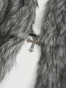 ROMWE Grunge Punk Milenium Y2K 挂脖式性感复古毛领吊坠女式背心