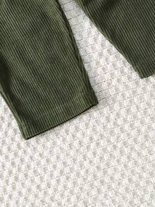 Souflis Souflis 1 件男婴休闲复古舒适灯芯绒褶皱裤，适合日常穿着 - 橄欖綠 - 查看 4