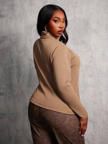 SHEIN SXY Plus Size Women's All-Match Knitted Pullover, Versatile Layering Top For Autumn/Winter