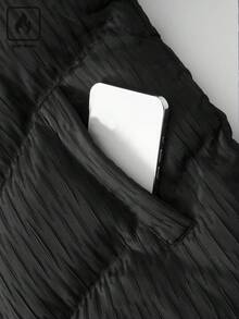 Manfinity CasualCool Áo khoác nam cổ đứng màu đen có khóa kéo, đệm lót, thiết kế xếp ly, phong cách đường phố thường ngày, đa năng, quà tặng bạn trai, áo khoác ngoài - màu đen - Xem 7