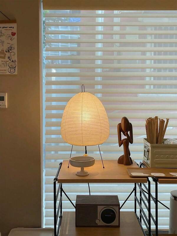 Teckwe Paper Lamp, Rice Paper Lampshade For Bedside Or Desk, Japanese Lantern Decor With Warm And Cozy Ambiance For Any Room-UK Plug