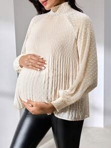 MaterniWear 办公室、商务、孕妇装工作款插肩袖优雅衬衫 - 白色 - 查看 7