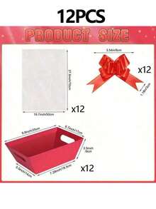 6/12 Piece Gift Basket Set, Multiple Colors Available,Christmas Hollow Gift Baskets, Including Bows, Plastic Bags, And Kraft Paper Market Tray Cardboard Baskets For DIY  Holiday Gift Wrapping, Shelf-Style Gift Baskets, Suitable For Halloween - Multicolor - View 6