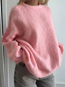 DAZY Women's Loose Fit Crew Neck Casual Sweater, Autumn/Winter - Pink - View 6