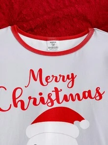 2 件青少年男童舒适长袖套头衫和长裤睡衣套装，圣诞主题柔软针织面料，舒适家居服