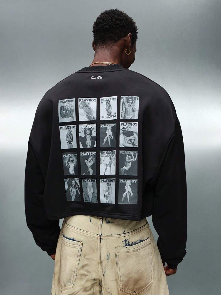 PLAYBOY X SUMWON Long Sleeve Magazine Cover Print Crew Neck Tee