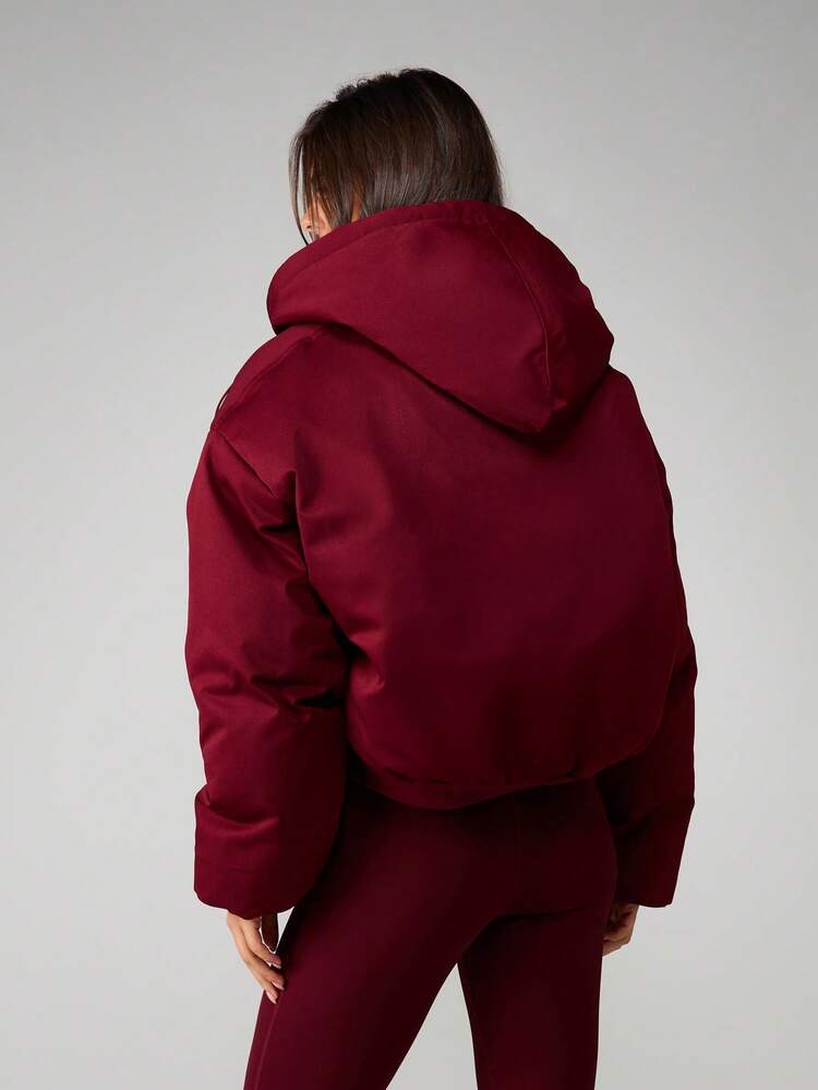 MISSGUIDED Oversized Hooded Puffer Jacket With Zip Closure Winter Outerwear For Cold Weather Christmas