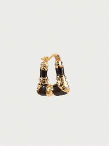 Glisma Pendientes de estilo vintage chapados en oro de 18K con dos tonos para mujeres - Negro - Ver 5