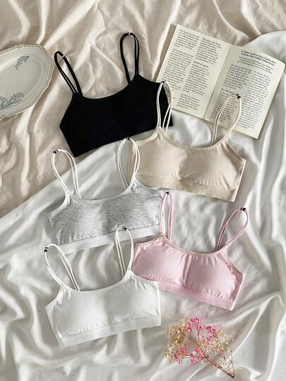 Tween Girl Solid Color Casual Comfortable Daily Wear Bra Bra And Underwear Set Cute Underwear Set Bralettes For Girls