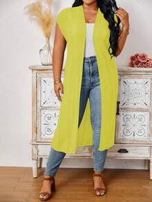 EMERY ROSE Große Größen Lässig einfarbiger Hohlstrick Strickjacke