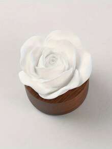 SHEIN 1Pc Essential Oil Diffuser Set, Indoor Fragrance Essential Oil Stone Creative Home Fragrance Wood Base Gypsum Rose Car Fragrance Stone Ornament Home/Car Fragrance Decoration, Flameless And Battery Free, Suitable For Bedrooms And Living Rooms