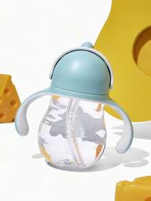 TOM & JERRY X SHEIN 260 毫升/8 盎司防漏硅胶吸管婴儿吸管杯，带可拆卸手柄，方便清洗，Tritan - 淺藍色 - 查看 6