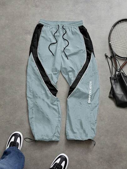 Sport MetroGents 男士撞色拼接抽绳腰运动裤慢跑休闲运动裤卫衣