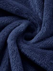 SHEIN Tween Boys' Casual Everyday Comfortable Loose Fit Turndown Collar Open Front Long Robe, Flannel Fabric Mid-Length Loungewear Boys Bathrobe Kids Bathrobe Kids Robes Boys Dark Blue Bathrobe Hooded Bathrobe Kids - Navy Blue - View 4