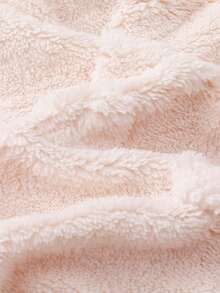 2件套少女可爱简约舒适针织圆领蓬松粉色长袖上衣和裤子睡衣套装带蝴蝶结图案 - 杏色 - 查看 4