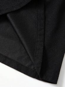 Sweetra Đầm dài tay ôm sát màu đỏ tía cổ đứng cài nút phía trước màu tương phản trang phục nữ - màu đen - Xem 6