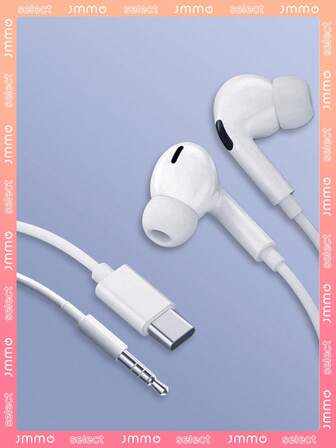 JMMO USB C Earphones In-Ear Headphones With Type-C Jack Earbuds Built-In Noise Reduction Three-Button In-Line Remote For Controlling Music,Calls And Volume In-Ear Headphones Compatible With IPhone 16/16 Plus/16 Pro/16 Pro Max,IPhone 15 Series,Compatible With Samsung Galaxy S25/S24/S23/S22/S21,IPad,Compatible With Xiaomi/Oppo/Vivo/Transsion/ZTE,Wired Headphones 3.5mm Interface Compatible With IPhone6/5/4/IPad/Air
