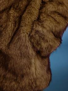 Normani Lapel Neck Long Sleeve Open Front Fuzzy Coat For Winter - Coffee Brown - View 7