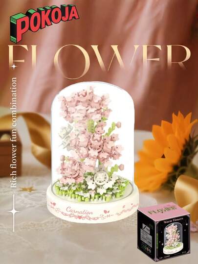 Zazumi Large Size Plastic Building Blocks DIY Creative Assembly Multicolor Floral Building Block Flower Bouquet Plant DIY Kit For Adults Day Birthday Home Decor DIY Craft