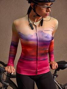 Powerista 女士时尚渐变印花修身骑行服 女式骑行服 骑行服装 - 紅色 - 查看 5