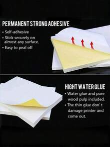 10 张 A4 自粘纸、白色粘性标签、光面/哑光表面、强力粘性背衬、适用于激光/喷墨打印、办公室和日常使用、易剥离、高品质可打印贴纸、白色标签纸 A4