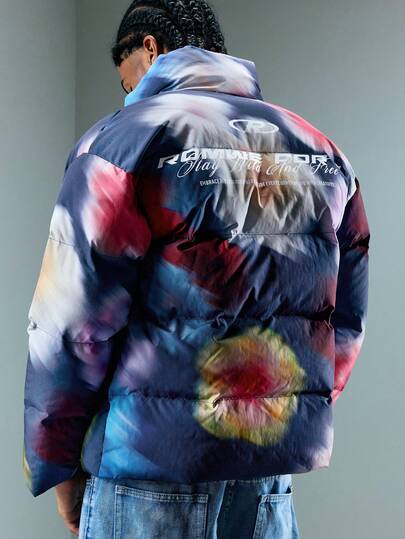 Street Life Veste matelassée à manches longues en coton chaud avec imprimé floral pour hommes