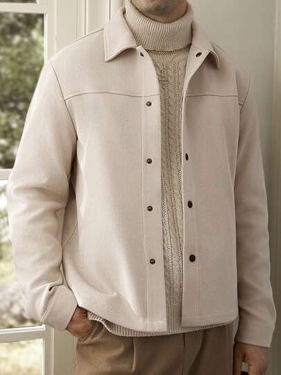 Manfinity Bizformal Abrigo informal de unicolor para hombres, versátil para otoño/invierno