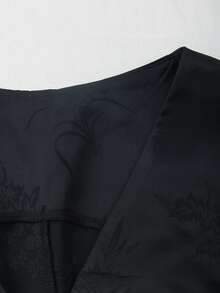 Franclia Áo thun nữ cỡ lớn kiểu dáng thanh lịch, cổ chữ V, chất liệu jacquard, không tay, dáng regular, thích hợp cho công sở và đi làm. - màu đen - Xem 3