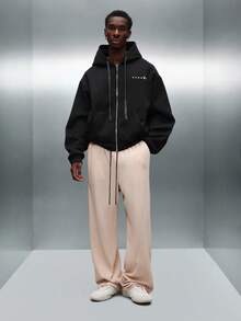PLAYBOY X SUMWON Pantalones de chándal con cordón y puños acanalados para comodidad casual y uso diario en casa - Albaricoque - Ver 3