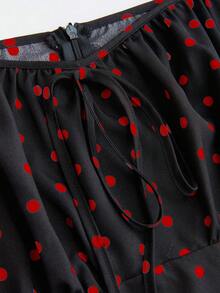 Velvienne Đầm midi chấm bi cổ vuông tay 3/4 thanh lịch, lãng mạn, dự tiệc hàng ngày, cỡ lớn cho nữ - Nhiều màu - Xem 6