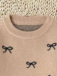 2件套少女心形图案宽松休闲运动衫和喇叭裤针织套装 - 彩色 - 查看 7