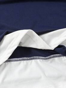 2件套青少年男童休闲字母压纹圆领套头卫衣，二合一设计，纹理面料，白色撞色拼接增添层次感，适合秋冬季日常穿着，可搭配外套。