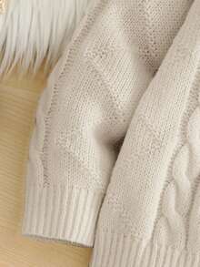 SHEIN 1 件儿童年轻男童休闲舒适纯色百搭宽松高领毛衣，适合秋冬季作为打底衫或外套