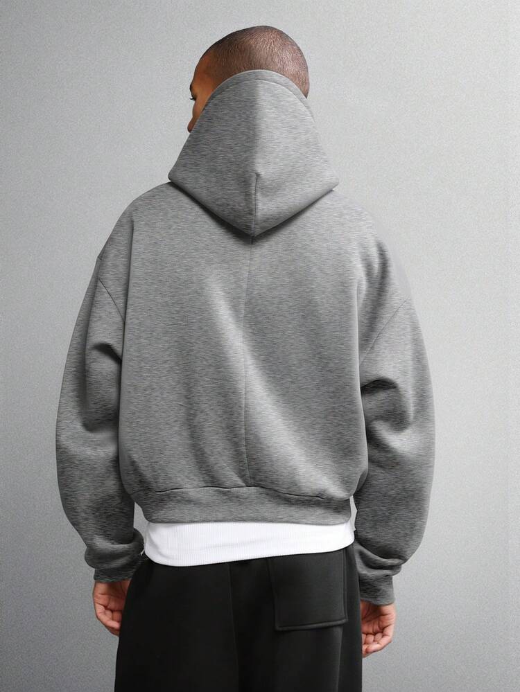 SUMWON Herren Kapuzenpullover in Graumeliert mit Kordelzug-Kapuze und Fronttasche für lässige Layering-Looks im Herbst und Winter, bequem und schlicht