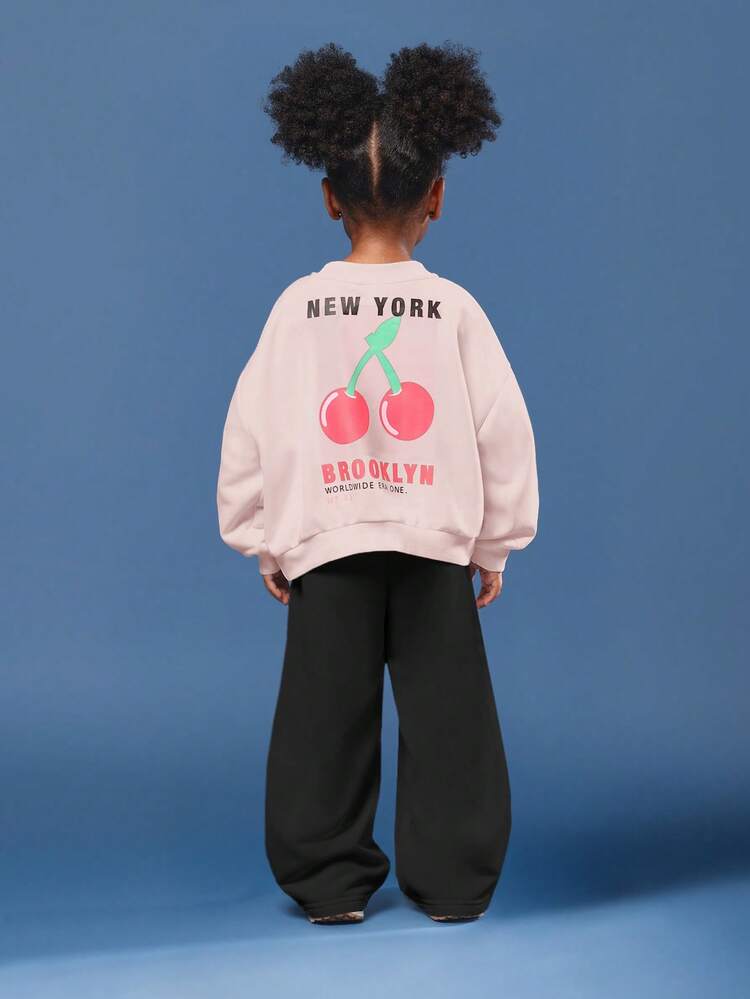Cherry Print Sweatshirt And Joggers Set