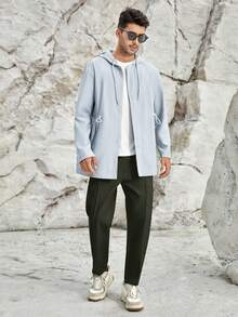 Manfinity NXTstreet Men's Casual Woven Pants With Toothpick Design Elastic Waist - Army Green - View 5