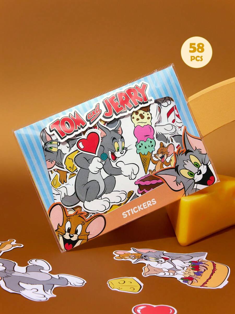 TOM & JERRY X SHEIN Bộ sticker hoạt hình dễ thương, sticker trang trí, bộ decal phù hợp cho ốp điện thoại, laptop, album thủ công tự làm, sổ tay Bullet Journal, sổ lưu niệm. - Nhiều màu - Xem 1