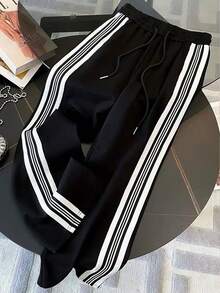 SHEIN 大码合身立领插肩袖开衫 + 斜口袋直筒裤 - 黑色 - 查看 3