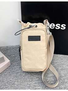 1pc New Style Drawstring Portable Water Cup Messenger Handbag Outdoor Sports Mobile Phone Bag Kettle Cup Mobile Phone Bag, Outdoor Water Bottle Holder Bag, Travel Hiking Camping Bottle Holder, Adjustable Shoulder Strap, Zipper Accessory Pocket