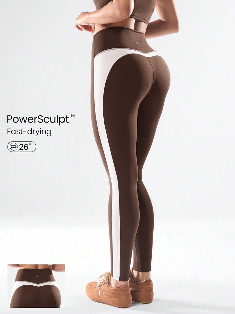 26" Powersculpt™  Shine Stretchy Breathable High Compression Quick-Dry Color Block Leggings Training Running Outdoors Daily Active Wear Spring Summer