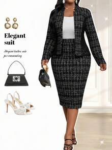 Fleurora 2 piezas Conjunto de talla grande, Blusa de manga corta con cuello en V y Falda, Casual y elegante para uso diario, Día de San Valentín, Año Nuevo, Vestido de invitada de boda, Conjunto de mujer para el Día de San Valentín