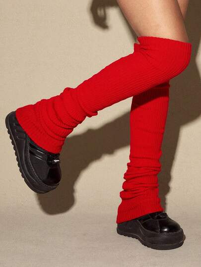 Anime Damen einfarbige kuschelige warme Beinwärmer