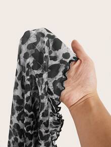 Ellevyn Women's Elegant Sexy Leopard Print Mesh Fitted Blouse - Black and White - View 11