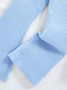 SHEIN Tween-Mädchen Lässiges Set aus blauem, geblümtem Jacquard-Pullover und weit geschnittener Hose, geeignet für drinnen und draußen, blau