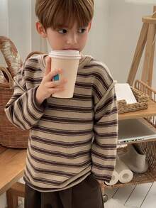 DAZY Young Boys Fall Winter Daily Drop Shoulder Sweater - Brown - View 4