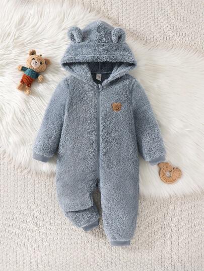 Cozy Pixies Baby Boy Cartoon Rabbit Ear Hooded Thick Jumpsuit Baby Boy Clothes Newborn Winter Baby Boy Snowsuit Warm Jumpsuit For Baby Boy Baby Fleece Jumpsuit Baby Coat Jumpsuit