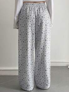 Livesso Damskie spodnie z szerokimi nogawkami w kwiaty, na co dzień, jesień