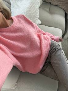 DAZY Women's Loose Fit Crew Neck Casual Sweater, Autumn/Winter - Pink - View 1